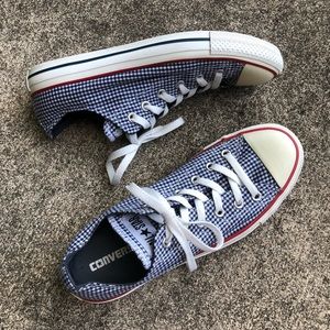 Blue Checkered Gingham Converse Chucks M 8 / W 10